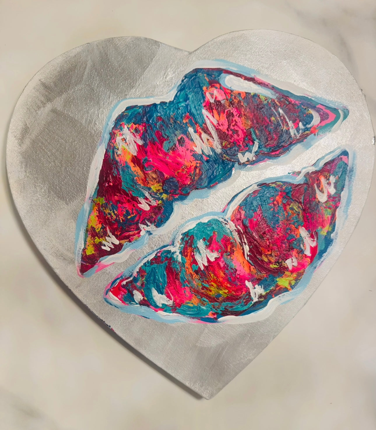 Silver 🩶 heart lips