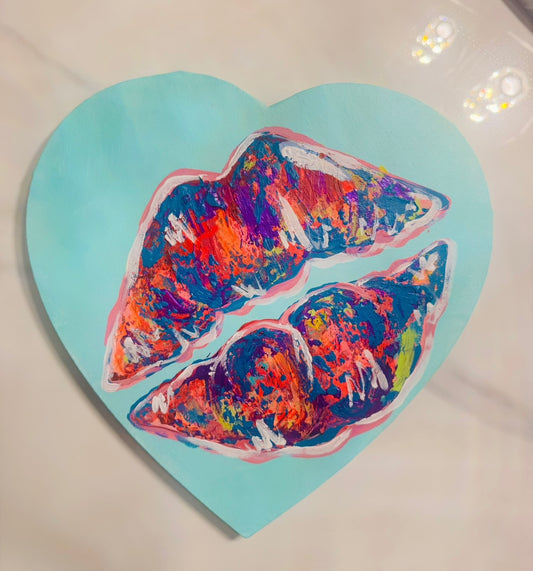 Teal heart 💜 lips